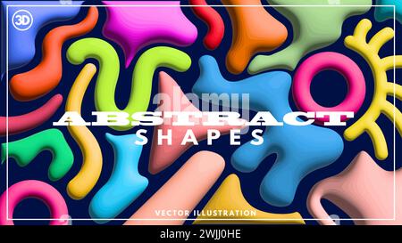 Bold and playful abstract shapes background design. Vector illustration Stock Vector