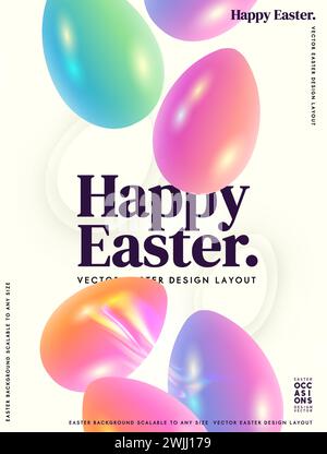 Easter abstract background with colourful eggs. Vector design layout. Stock Vector