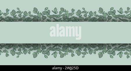 Botanical line seamless pattern of a eucalyptus leaves branch for wedding invitation and cards, textile products, web, wrapping paper and poster, temp Stock Vector