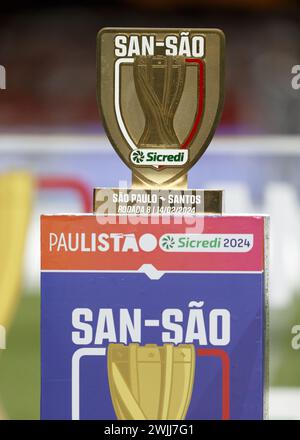 São Paulo Brazil. February 11, 2024., Match between São Paulo and Santos, valid for the 8th round of the Brazilian Football Championship, this Wednesd Stock Photo