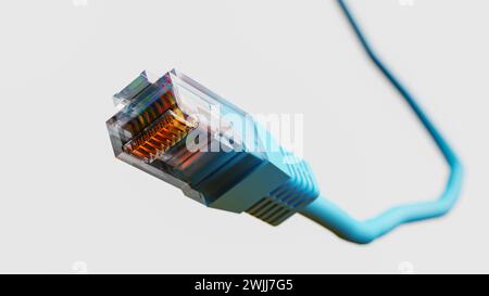 Concept image of a close up of the terminal of an internet cable. 3d rendering Stock Photo