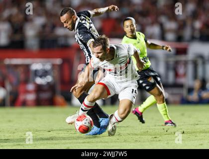 São Paulo Brazil. February 11, 2024. Match between São Paulo and Santos, valid for the 8th round of the Brazilian Football Championship, this Wednesda Stock Photo