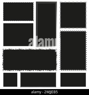 Collection of Black Photo Frames in Various Styles and Sizes. Vector illustration. EPS 10. Stock Vector
