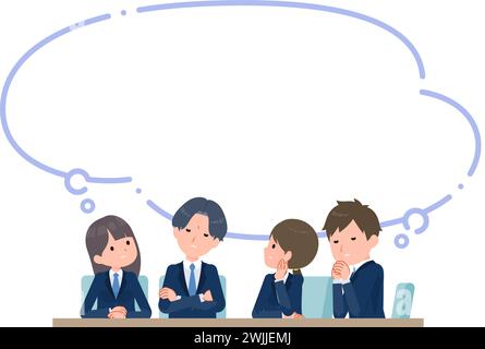 Group of worried students with speech bubbles Stock Vector
