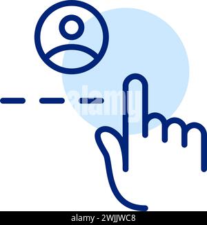Finger tapping on login password dialog box. Pixel perfect, editable stroke Stock Vector