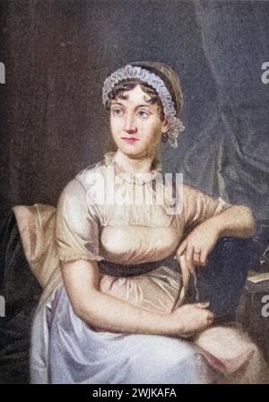Jane Austen (geb. 16. Dezember 1775 in Steventon; gest. 18. Juli 1817 in Winchester) war eine britische Schriftstellerin, Historisch, digital restaurierte Reproduktion von einer Vorlage aus dem 19. Jahrhundert, Record date not stated Stock Photo