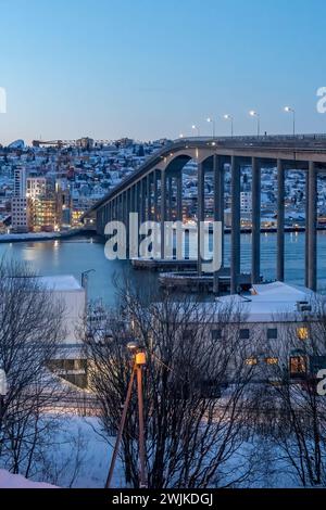 Bridge over Tromsoysundet Strait, Tromso, Norway Stock Photo