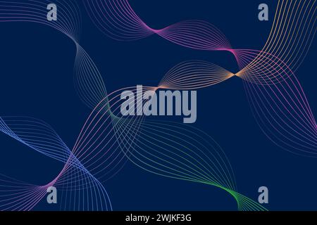 Blue background with various lines and curves creating a visually striking and dynamic composition Stock Vector