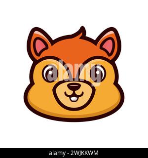 art illustration design concept mascot symbol icon head animal of squirrel chipmunk Stock Vector