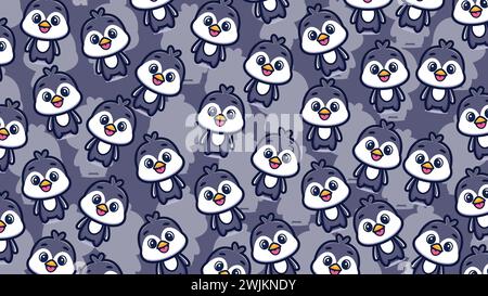 art illustration design concept mascot symbol icon animal of penguin pattern background Stock Vector