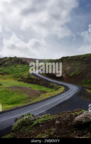 Asphalt road in a landscape Stock Photo