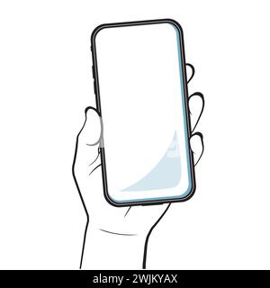 Hand holding a large smartphone Stock Vector