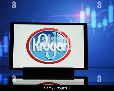 Germany. 15th Feb, 2024. In this photo illustration, The Kroger Co. logo seen displayed on a tablet Credit: SOPA Images Limited/Alamy Live News Stock Photo