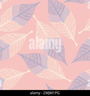 Skeletonized leaves seamless Stock Vector