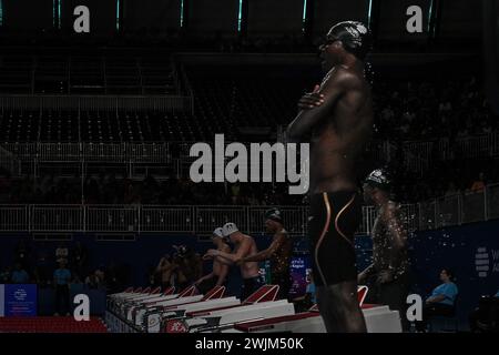 Doha, Qat. 16th Feb, 2024. Swimmers during the start at World Aquatics Championships Doha 2024 - sport- swimming -Doha (Qatar) February 16, 2024 (Photo by Gian Mattia D'Alberto/LaPresse) Credit: LaPresse/Alamy Live News Stock Photo