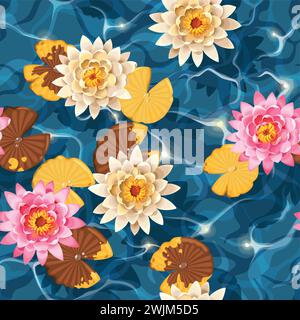 Seamless carps and lotus Stock Vector