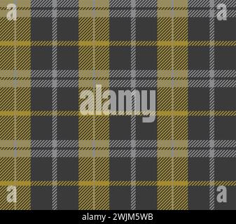 Plaid (tartan) seamless pattern. Gold, black and gray stripes. Scottish, lumberjack and hipster fashion style. Stock Vector