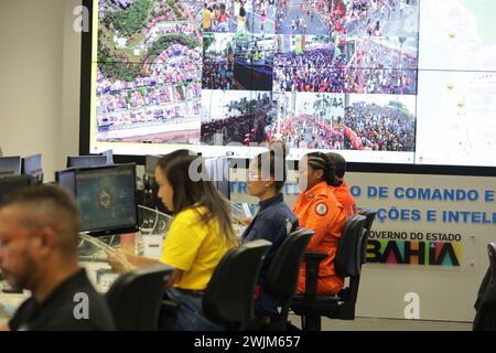 salvador, bahia, brazil - february 12, 2024: Security forces professionals working at the integrated control and command center in the city of Salvado Stock Photo