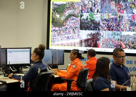 salvador, bahia, brazil - february 12, 2024: Security forces professionals working at the integrated control and command center in the city of Salvado Stock Photo
