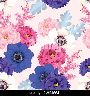 Seamless pattern with eustoma and roses Stock Vector
