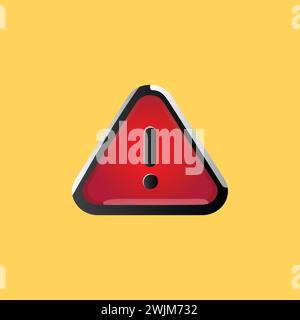 Red color warning icon for online scamming alert. Exclamation danger sign vector illustration. 3d style triangle danger icon Stock Vector