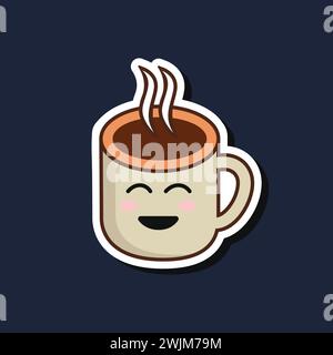Adorable Coffee Cup Cartoon Vector Illustration for t shirt sticker print. Flat style Cup character Icon Concept Isolated Vector. Cartoon coffee cup Stock Vector