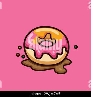 Colorful Doughnut food vector illustration. Sweet food flat style icon for birthday elements and kids favorite. Stock Vector