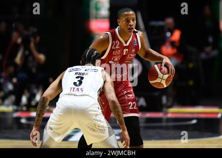 during the match between EA7 Emporio Armani Milano v Dolomiti Energia Trentino - Frecciarossa Final Eight 2024 at Inalpi Arena on February 14, 2024 in Stock Photo