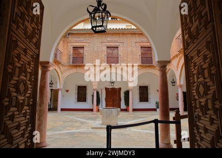 ANTEQUERA, ANDALUSIA, SPAIN - DECEMBER 20, 2023: The internal courtyard of the Museo de la Ciudad (archaeological museum) Stock Photo