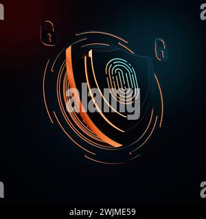 cybersecurity for safeguarding personal information on laptops and computers. Lock icon and internet network security technology. cyber security. 3D i Stock Photo