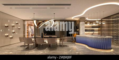 3d render of club house lounge Stock Photo