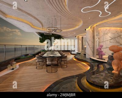 3d render of club house lounge Stock Photo