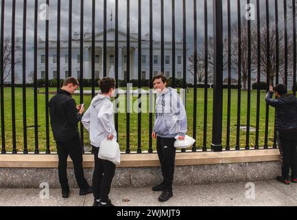 Tourists outside the White House in Washington DC. Stock Photo