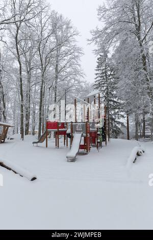 A playground in Sweden I February, covered in snow Stock Photo
