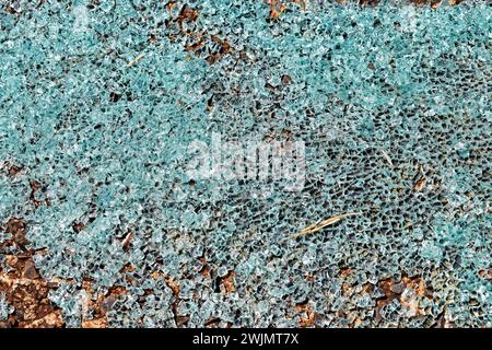 Car windshield glass fragments on floor Stock Photo