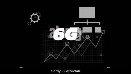 Image of 6g text and computer data processing Stock Photo