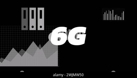 Image of 6g text and computer data processing Stock Photo