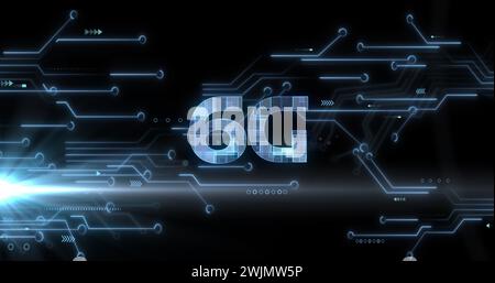 Image of 6g text and computer data processing Stock Photo