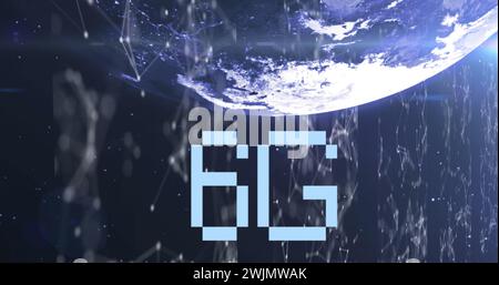 Image of 6g text, globe and computer data processing Stock Photo
