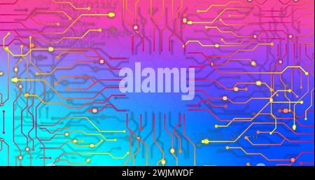 Image of connections and data processing over circuit board Stock Photo