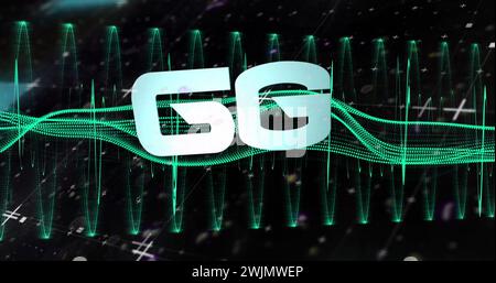 Image of 6g text and computer data processing Stock Photo