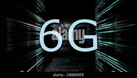 Image of 6g text and computer data processing Stock Photo