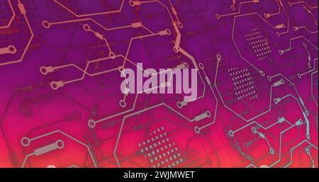 Image of connections and data processing over circuit board Stock Photo