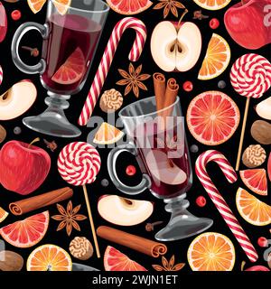 Seamless mulled wine Stock Vector