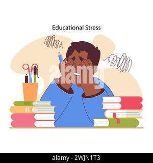 Overloading School Works Student is overwhelmed by his studying Stock Vector Image & Art - Alamy