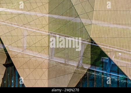 Multiple exposure effect image. A modern building with interesting architectural lines in London Stock Photo