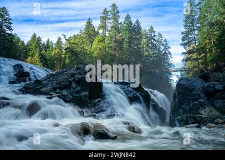 The Englishman River Falls in stunning light, Parksville, BC Canada Stock Photo