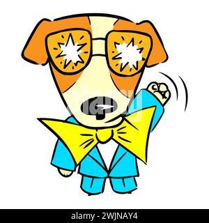 Dog Patron in a Ukrainian suit with sunglasses.  Stock Vector