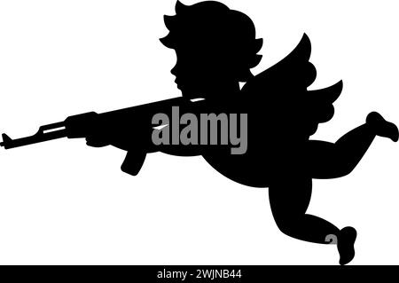 Angel with gun. Cherub silhouette. Valentine's day. Love symbol. Vector ...