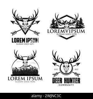 Collection of deer hunting club logo on white background Stock Vector